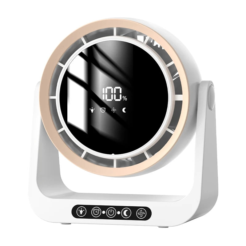 USB Desktop Fan Remote Control 4000mAh Rechargeable Wall Mount Table Air Circulator with Night Light for Office Bedroom