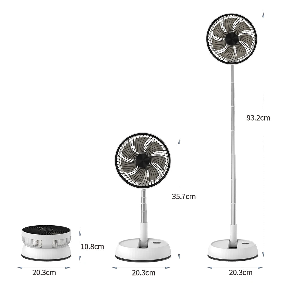 Remote control outdoor folding telescopic aluminum alloy fan timed shaking home office fan silent desktop floor 7200mAh fan
