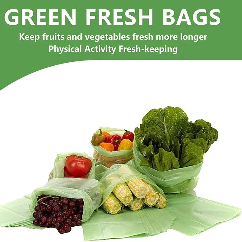 Green Bags for Fruits and Veggies Reusable Vegetable Bags for Refrigerator Food Keep Fruits, Vegetables and Cut Flowers