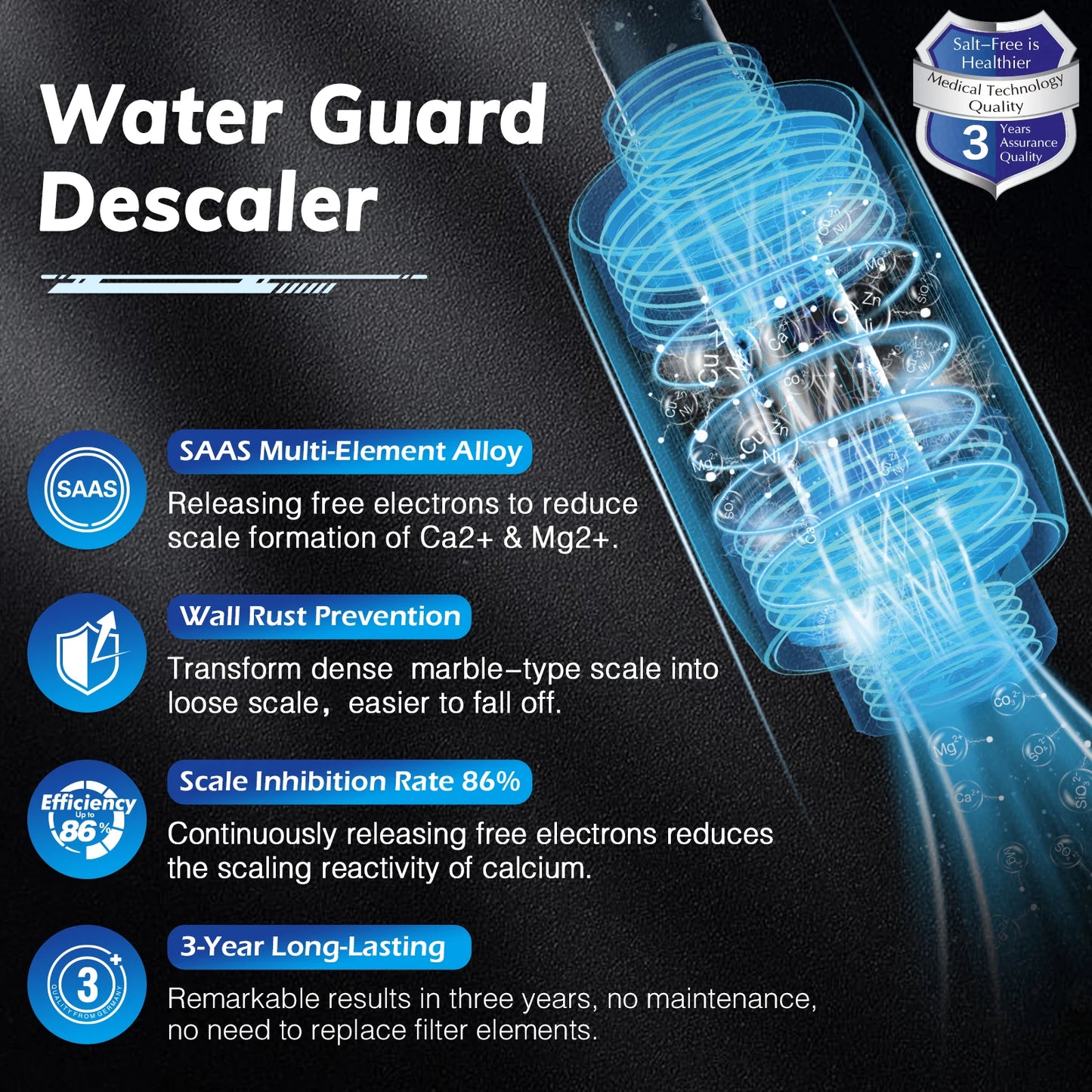 BriskSpring Salt free Terminal Water descaler Physical Scale Inhibitor G1/2" Connector Anti- Limescale Water Heater Softener