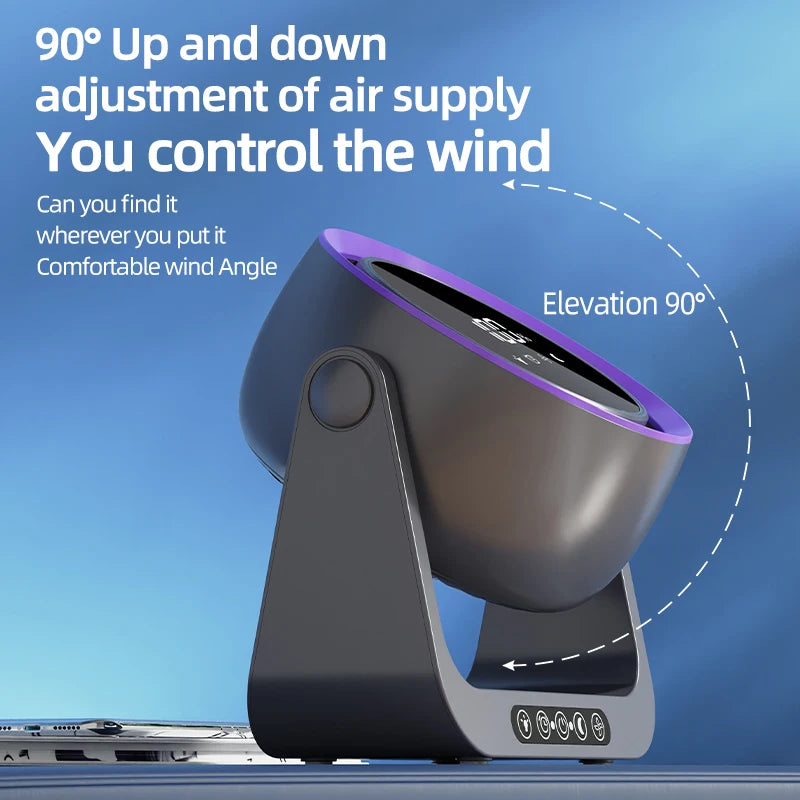 USB Desktop Fan Remote Control 4000mAh Rechargeable Wall Mount Table Air Circulator with Night Light for Office Bedroom