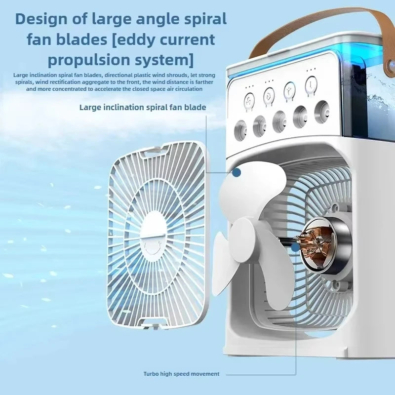 Midea Portable 3 In 1 Fan AIr Conditioner Household Small Air Cooler LED Night Lights Humidifier Air Adjustment Home Fans New