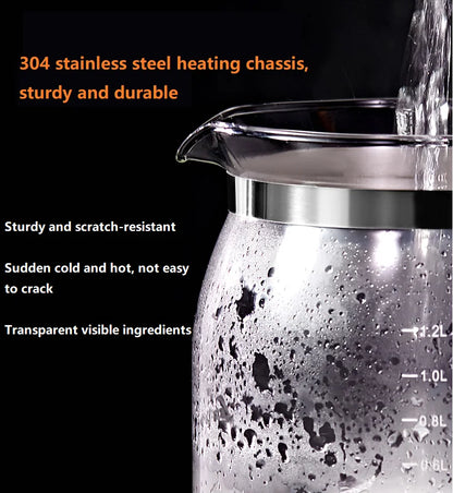 220V Automatic Kettle Health Care Kettle Thick Glass 1.2L Electric Teapot Insulation Electric Water Cooker Water Boiling Pot