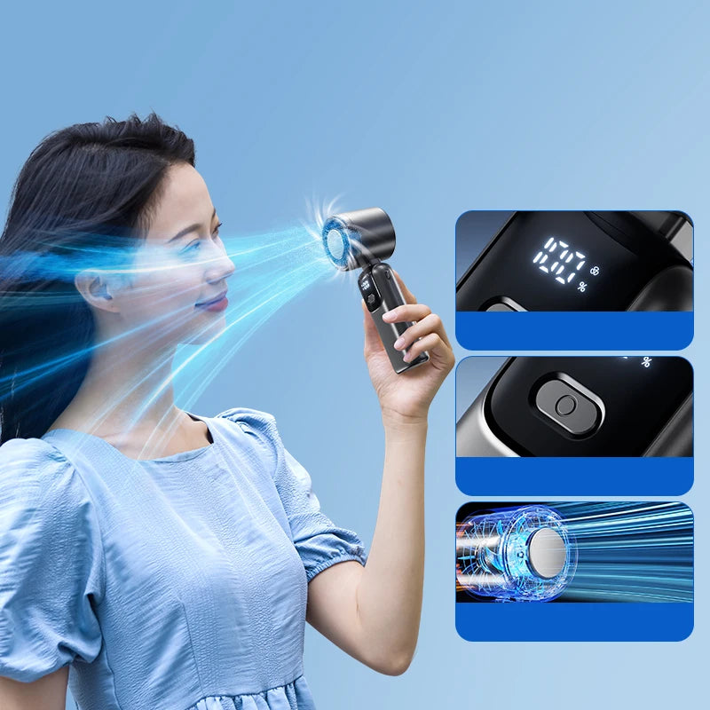 29000 RPM Semiconductor Refrigeration Handheld Electric Fan High-speed Violent Turbo Fan Folding Neck Hanging Ice Pack Small Fan