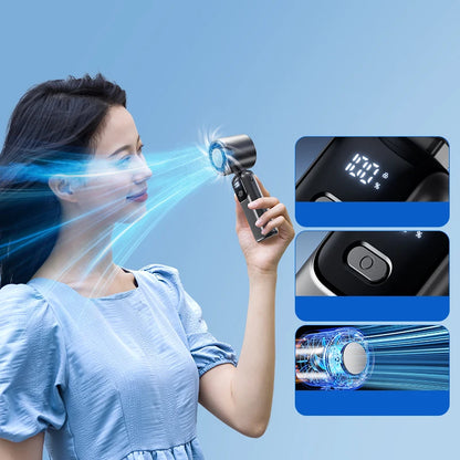 29000 RPM Semiconductor Refrigeration Handheld Electric Fan High-speed Violent Turbo Fan Folding Neck Hanging Ice Pack Small Fan