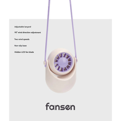 Silicone cord adjustable wind direction turbine desktop halterneck handheld outdoor convenient USB small fan