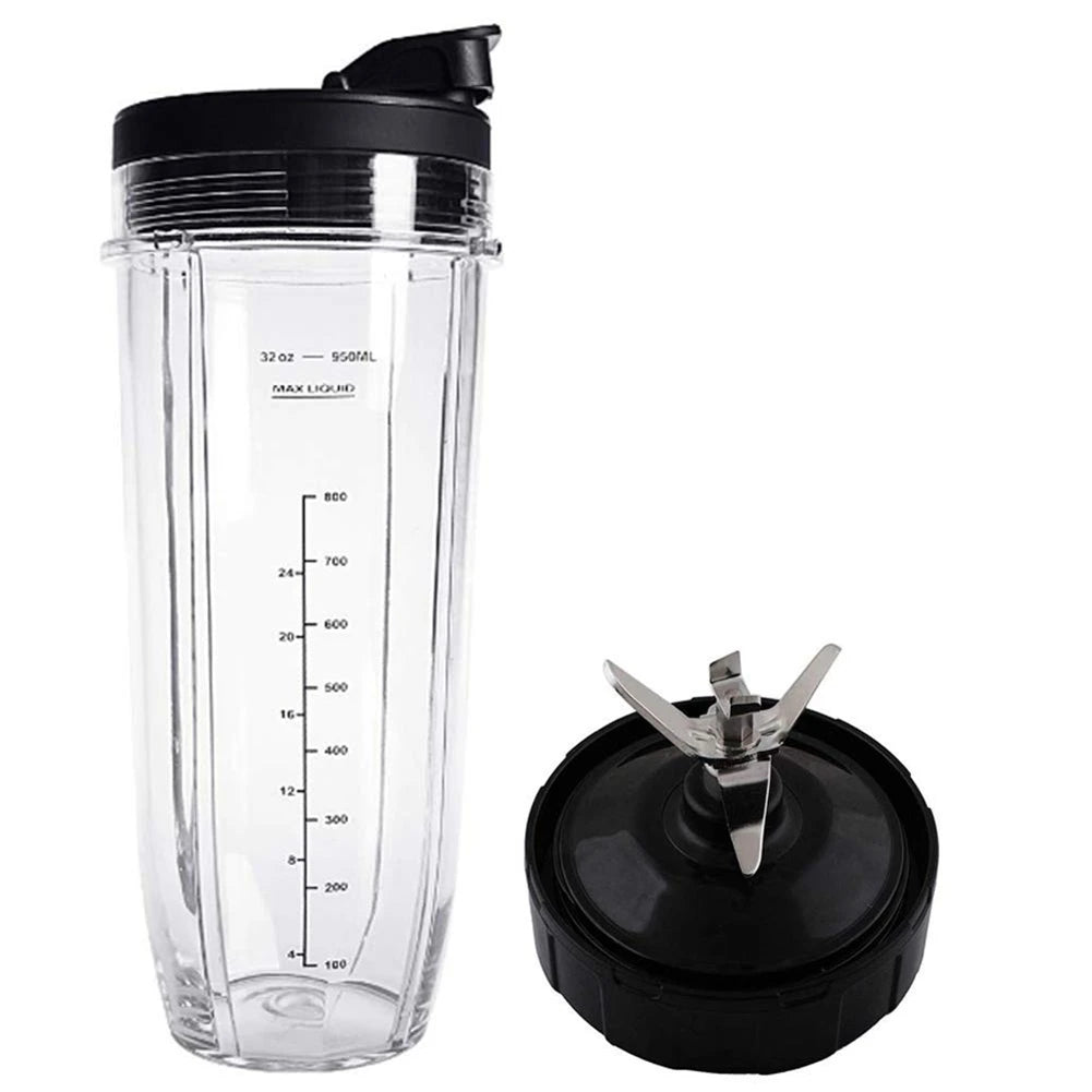 Lid and 32OZ Cup and 7 Fins Blade for Compatible for Ninja Auto IQ 1000W Blender Accessories Replacement Parts BL482-LITE