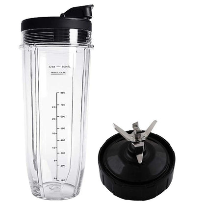 Lid and 32OZ Cup and 7 Fins Blade for Compatible for Ninja Auto IQ 1000W Blender Accessories Replacement Parts BL482-LITE