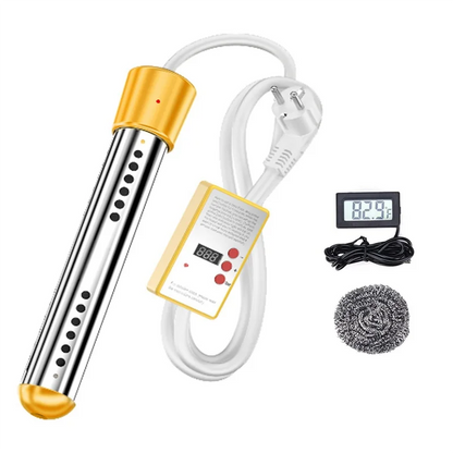 A78E-Immersion Water Heater, 1500W Electric Submersible Water Heater with Timer, Stainless Steel Guard Cover EU Plug