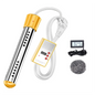 A78E-Immersion Water Heater, 1500W Electric Submersible Water Heater with Timer, Stainless Steel Guard Cover EU Plug