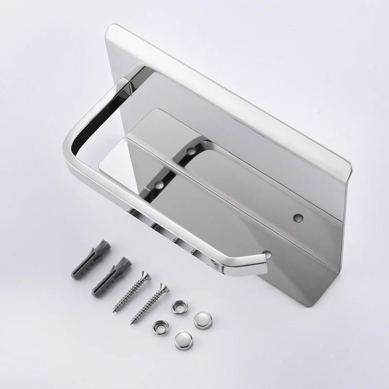 High Quality Wall Mounted Toilet Paper Holder Rustproof Thickened 304 Stainless Steel Storage Rack for Bathroom Kitchen