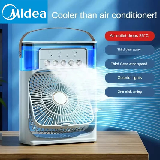 Midea Portable 3 In 1 Fan AIr Conditioner Household Small Air Cooler LED Night Lights Humidifier Air Adjustment Home Fans New