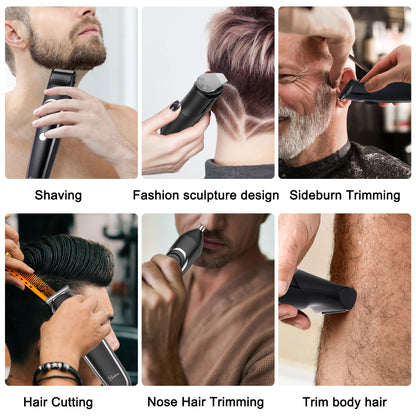Hatteker 5-in-1 Professional Hair Trimmer for Men Rechargeable Electric Razor Adjustable Precision Waterproof Grooming kit