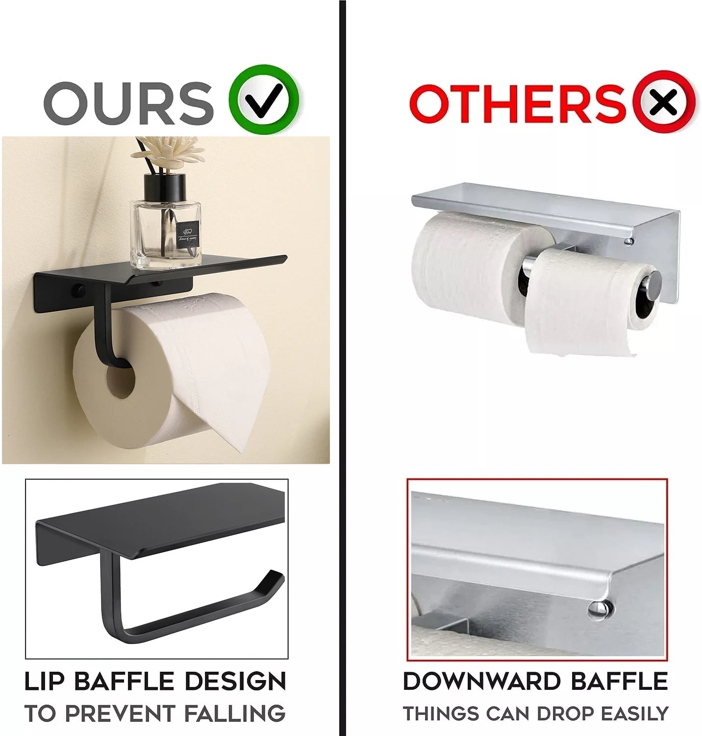 High Quality Wall Mounted Toilet Paper Holder Rustproof Thickened 304 Stainless Steel Storage Rack for Bathroom Kitchen