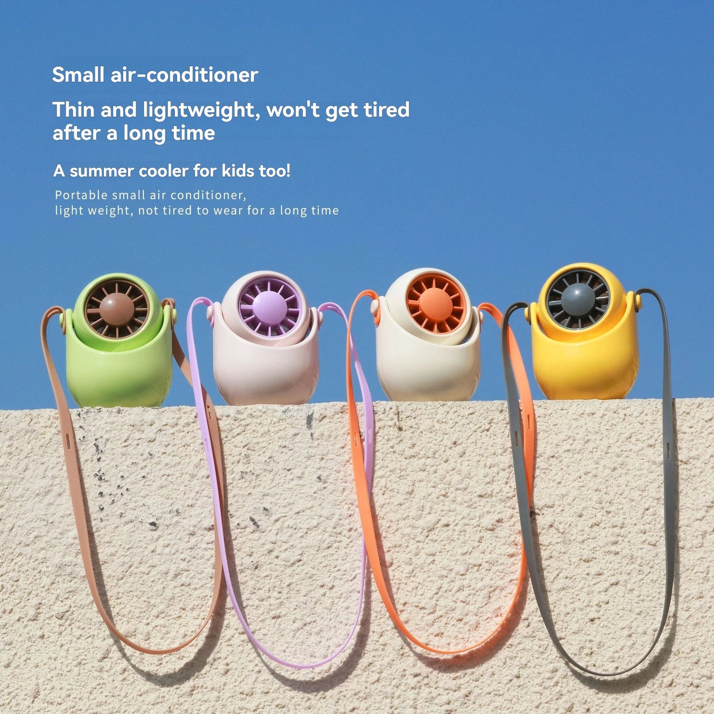 Silicone cord adjustable wind direction turbine desktop halterneck handheld outdoor convenient USB small fan
