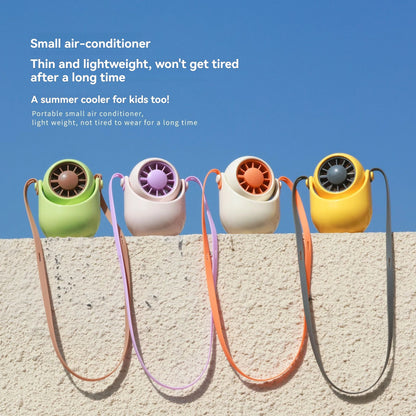 Silicone cord adjustable wind direction turbine desktop halterneck handheld outdoor convenient USB small fan