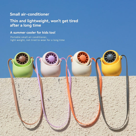 Silicone cord adjustable wind direction turbine desktop halterneck handheld outdoor convenient USB small fan
