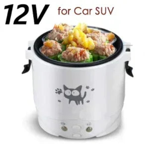 Electric Mini Rice Cooker Portable Self-driving MultiCooker 12V 24V 220V Pot Cooking Machine Pans For Car Truck Home