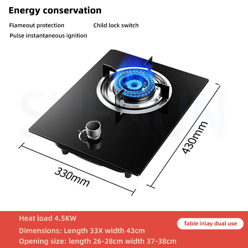 Household Gas Stove Hob Gas Burner Built-in Gas Cooker Desktop Gas Cooktop Timed Liquefied Gas Stove Cooktop estufa de gas