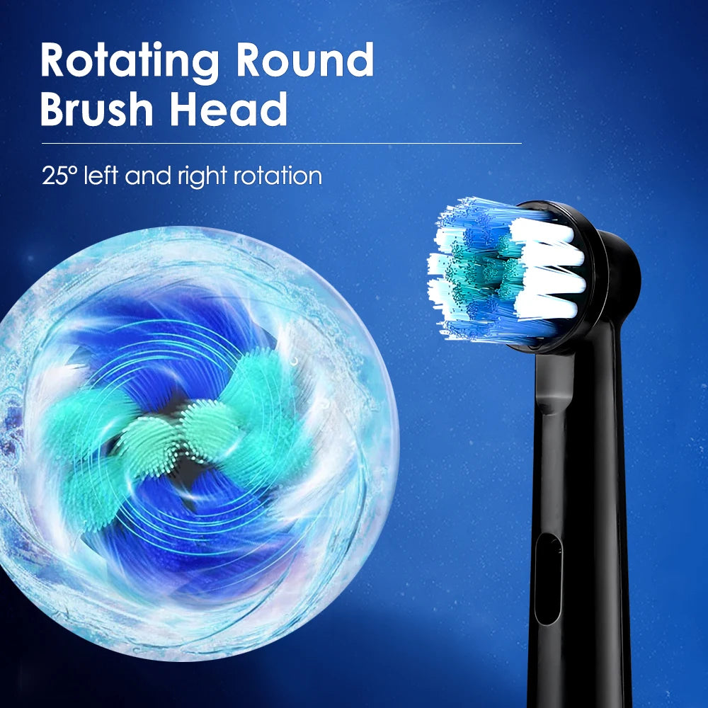 Electric Toothbrush Rotary Cleaning Teeth Brush Smart Timing with 4 Heads 5 Modes Setting Teeth Whitening Oral Car Rechargeable
