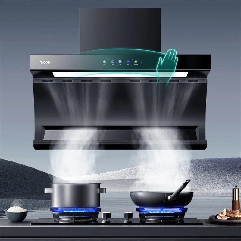 90cm Large Suction Hood Kitchen Range Hood Exhaust Fan Built-in Hood Household Side Double Suction Rental Kitchen Exhaust Hoods