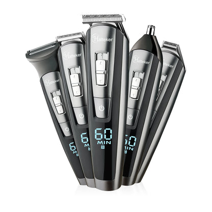 Hatteker 5in1 Adjust Hair Beard Trimmer Professional For Men Electric Shaver Hair Clipper Washable Facial&Body Groomer RFC-58805