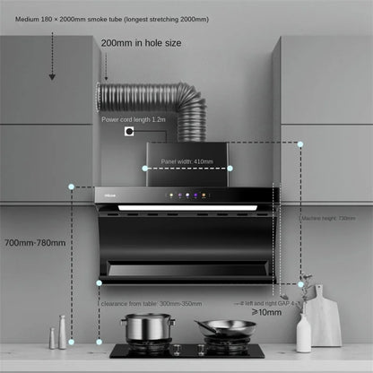 90cm Large Suction Hood Kitchen Range Hood Exhaust Fan Built-in Hood Household Side Double Suction Rental Kitchen Exhaust Hoods