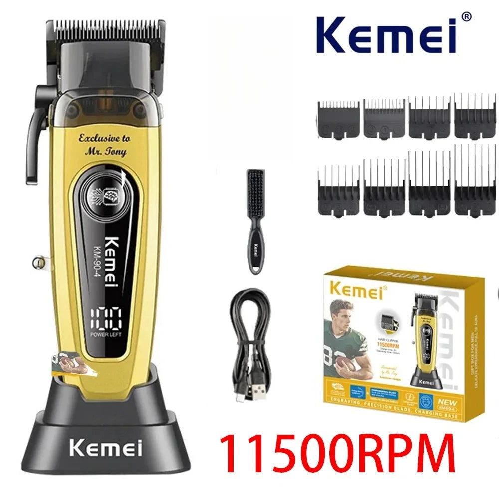 Kemei 2299 90-4 1102 11500RPM Rechargeable Hair Clippers Barber Cordless Hair Trimmer Electric Shaver Men Hair Cutting Machine