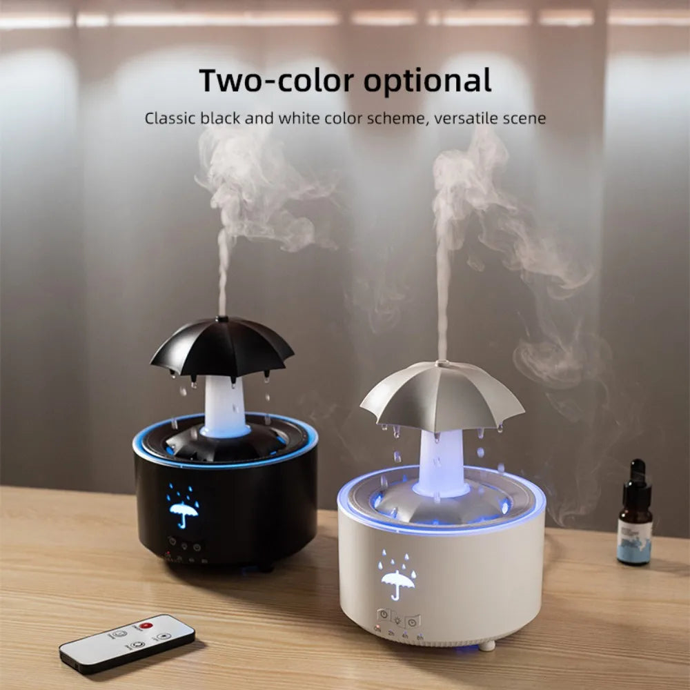 Christmas Tree Raindrops Air Humidifier UFO Umbrella Aroma Essential Oils Diffuser RGB Night Lights Home Office Aroma Diffuser