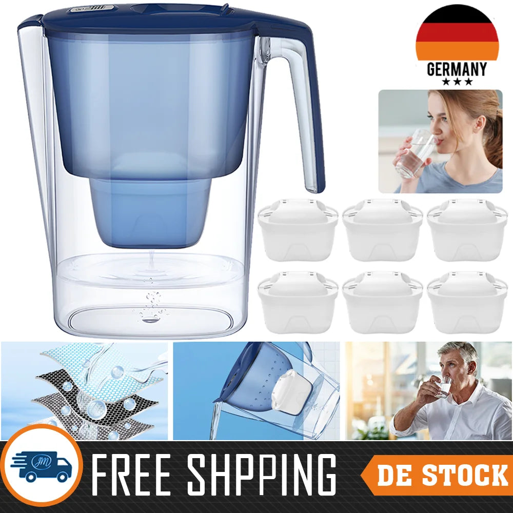 Household Filter Kettle with 6 Filter Device Activated Carbon Water Purifier and Filter Cartridges Non-toxic Filter Wate 3.6L