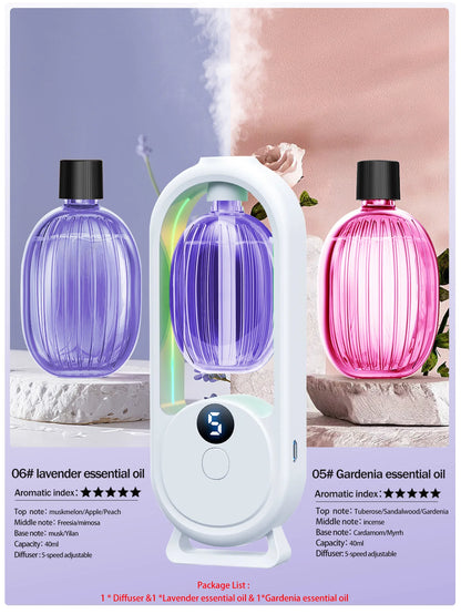 Rechargeable portable aromatherapy diffuser - Essential oil therapy machine - 6 types of aromatherapy oils -5 spray modes