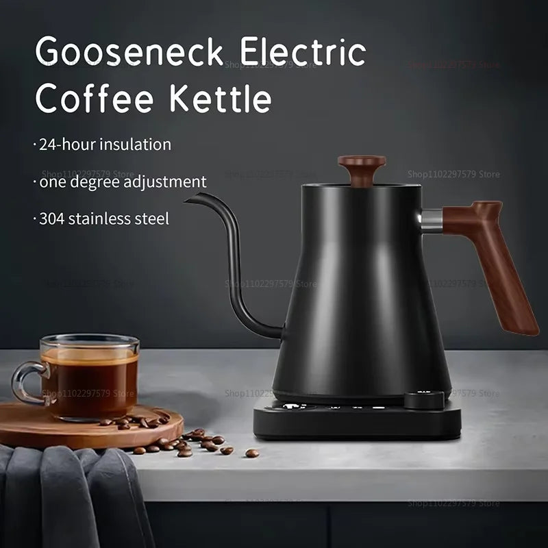 Portable Travel Hand Brewed Coffee Pot 0.9L Gooseneck Kettle Stainless Steel Intelligent Constant Temperature Electric Kettle