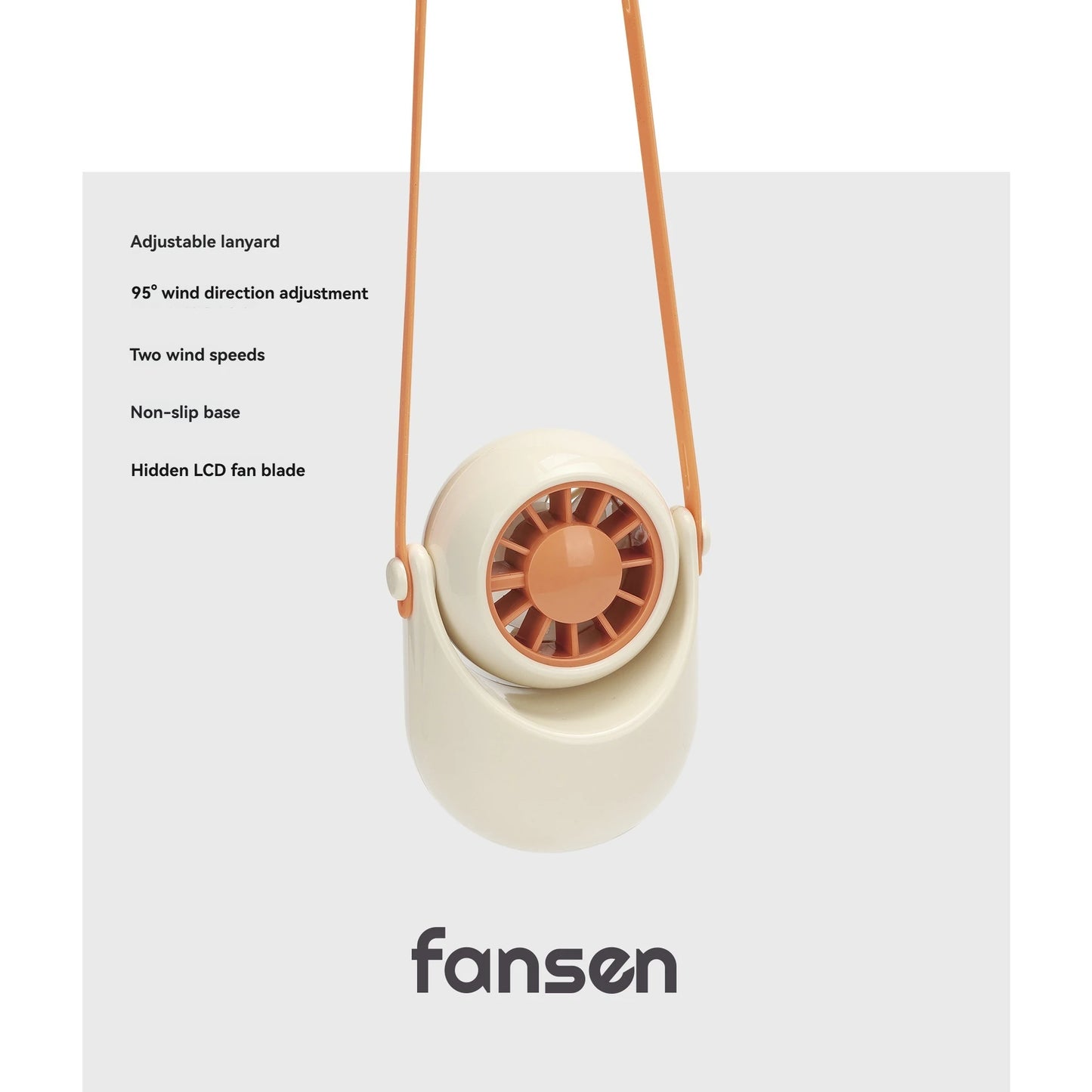 Silicone cord adjustable wind direction turbine desktop halterneck handheld outdoor convenient USB small fan