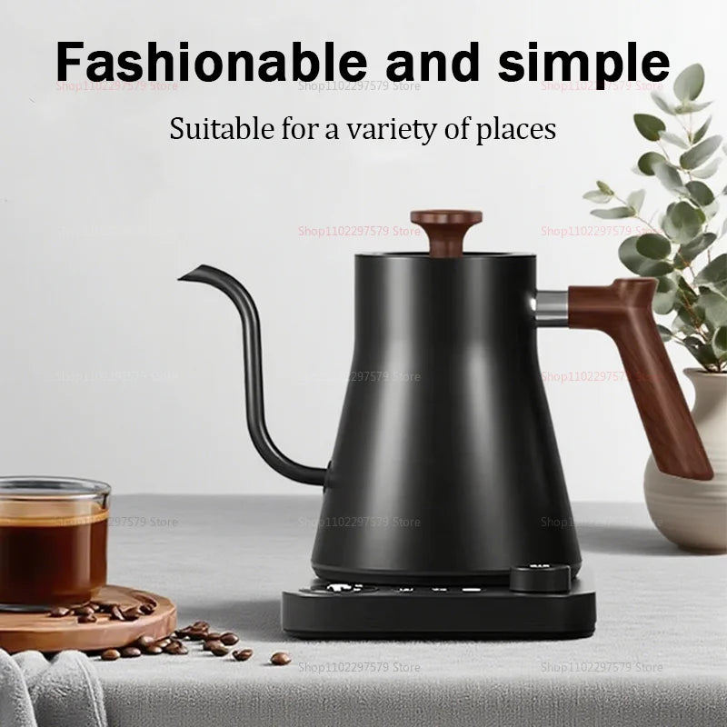 Portable Travel Hand Brewed Coffee Pot 0.9L Gooseneck Kettle Stainless Steel Intelligent Constant Temperature Electric Kettle