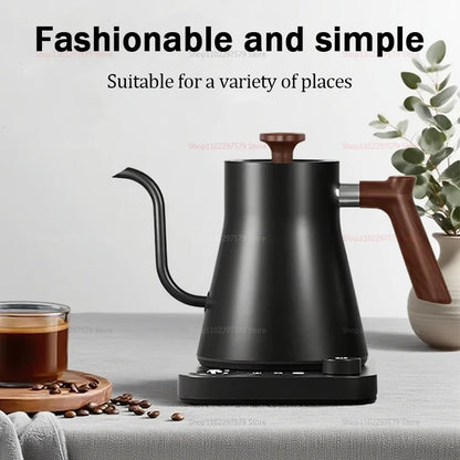 Portable Travel Hand Brewed Coffee Pot 0.9L Gooseneck Kettle Stainless Steel Intelligent Constant Temperature Electric Kettle