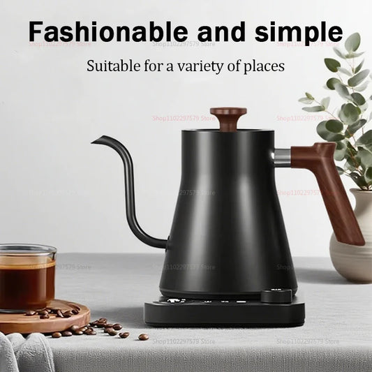 Portable Travel Hand Brewed Coffee Pot 0.9L Gooseneck Kettle Stainless Steel Intelligent Constant Temperature Electric Kettle