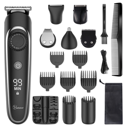 Hatteker 5-in-1 Professional Hair Trimmer for Men Rechargeable Electric Razor Adjustable Precision Waterproof Grooming kit