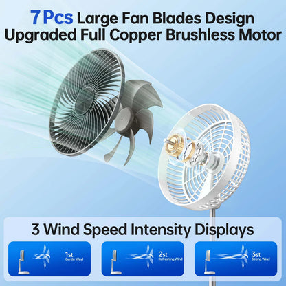 Remote control outdoor folding telescopic aluminum alloy fan timed shaking home office fan silent desktop floor 7200mAh fan