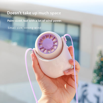 Silicone cord adjustable wind direction turbine desktop halterneck handheld outdoor convenient USB small fan