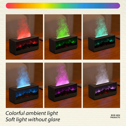 Creative Fireplace Aroma Diffuser Flame Air Humidifier Waterless Colorful Lights with Remote for Home Bedroom Holiday Gifts