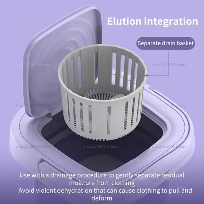 8 Liters Portable Foldable Mini Washing Machine With Spin Dryer Compact Laundry Washer For Socks Underwear Travel Camping Dorm