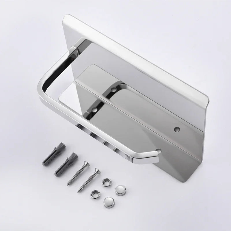 High Quality Wall Mounted Toilet Paper Holder Rustproof Thickened 304 Stainless Steel Storage Rack for Bathroom Kitchen
