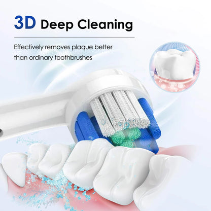 Electric Toothbrush Rotary Cleaning Teeth Brush Smart Timing with 4 Heads 5 Modes Setting Teeth Whitening Oral Car Rechargeable