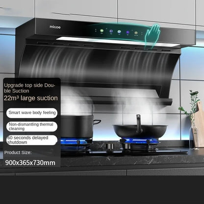 90cm Large Suction Hood Kitchen Range Hood Exhaust Fan Built-in Hood Household Side Double Suction Rental Kitchen Exhaust Hoods