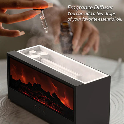Creative Fireplace Aroma Diffuser Flame Air Humidifier Waterless Colorful Lights with Remote for Home Bedroom Holiday Gifts