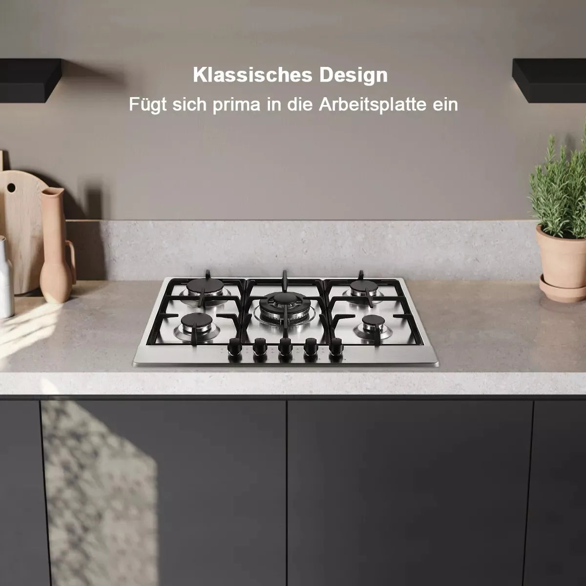 Topstrong 5 Burner Stainless Built-in Natural Gas Propane NG/LPG Gas Hob YYEUGCT-S05