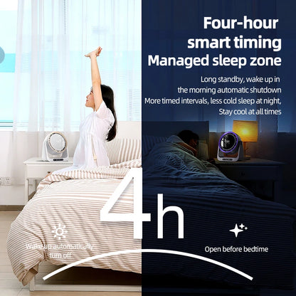 USB Desktop Fan Remote Control 4000mAh Rechargeable Wall Mount Table Air Circulator with Night Light for Office Bedroom