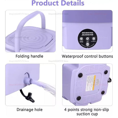 8L Portable Foldable Small Washing Machine With Spin Dryer Home Washing Machine Set Suitable For Socks And Underwear Dormitory
