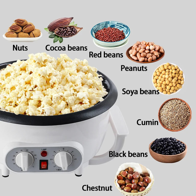 Electric Coffee Bean Roaster Coffee Baked Peanut Beans Baking Stove Popcorn Make Dryer Roasting Machine Grain Drying