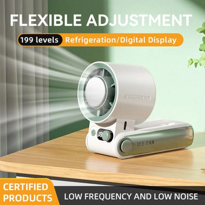 Handheld Cooling Fan Portable Turbo Fan Strong Wind 199 Gear LED Digital Display Rechargeable Hanging Neck Fan Travel Beach ﻿